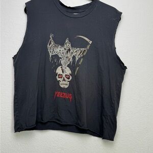 Yeezy Black Sleeveless Top with Skull Graphic